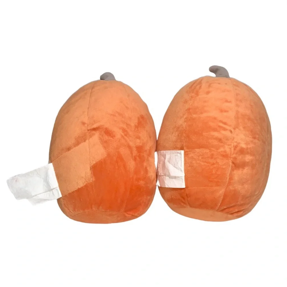Halloween Smiling Carved Pumpkin Shaped Orange & Black Plush Accent Pillows